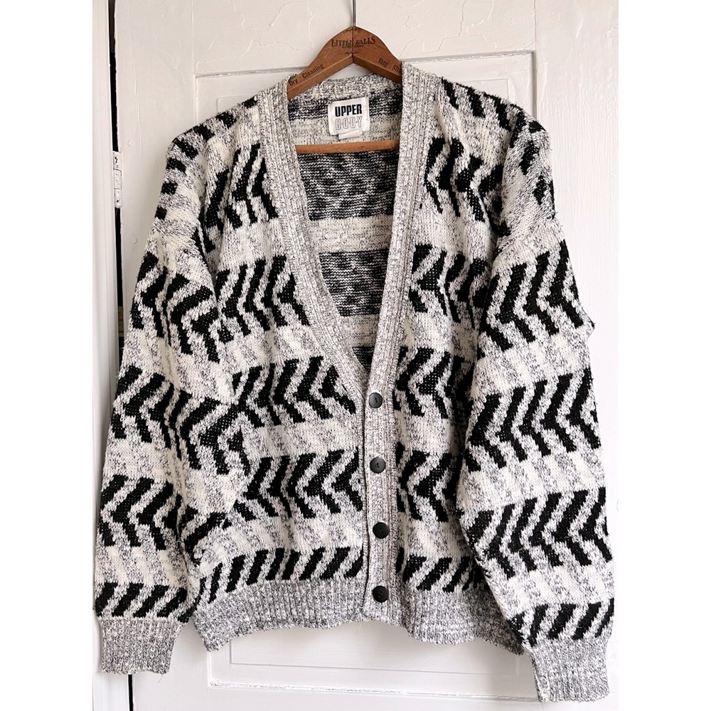 Vintage 1980’s Patterned Knit Oversized Cardigan Size M